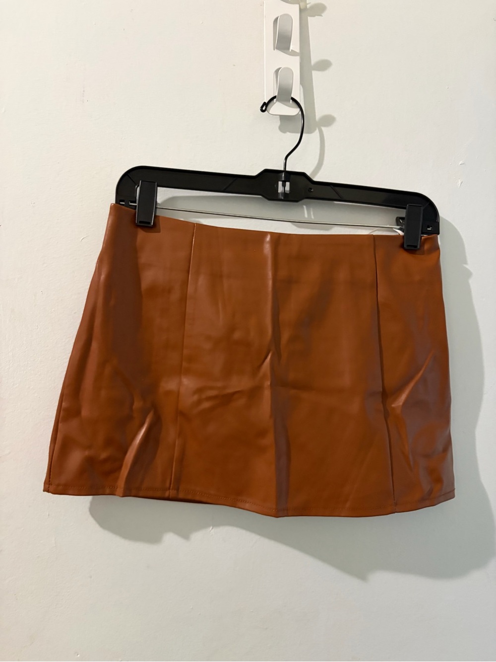 Faux Leather Mini Skirt in Cognac
